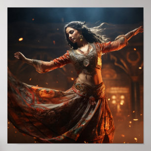 Póster Elegante Poster de bailarina tradicional - Danza e