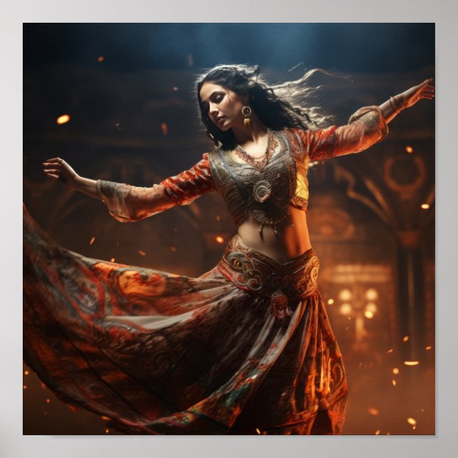 Póster Elegante Poster de bailarina tradicional - Danza e (Frente)