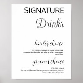 Póster Elegante Poster de bar Boda con bebidas blancas
