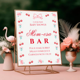 Póster Elegante Poster de bar con flores de cerezo