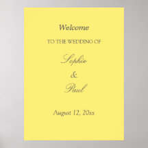 Elegante Poster de bienvenida Boda amarillo con ma