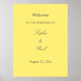 Póster Elegante Poster de bienvenida Boda amarillo con ma