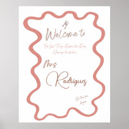 Póster Elegante Poster de bienvenida con ducha de novia r