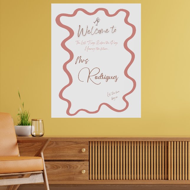 Póster Elegante Poster de bienvenida con ducha de novia r (Salón 2)