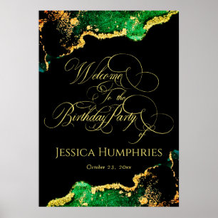 Póster Elegante Poster de bienvenida de cumpleaños de oro