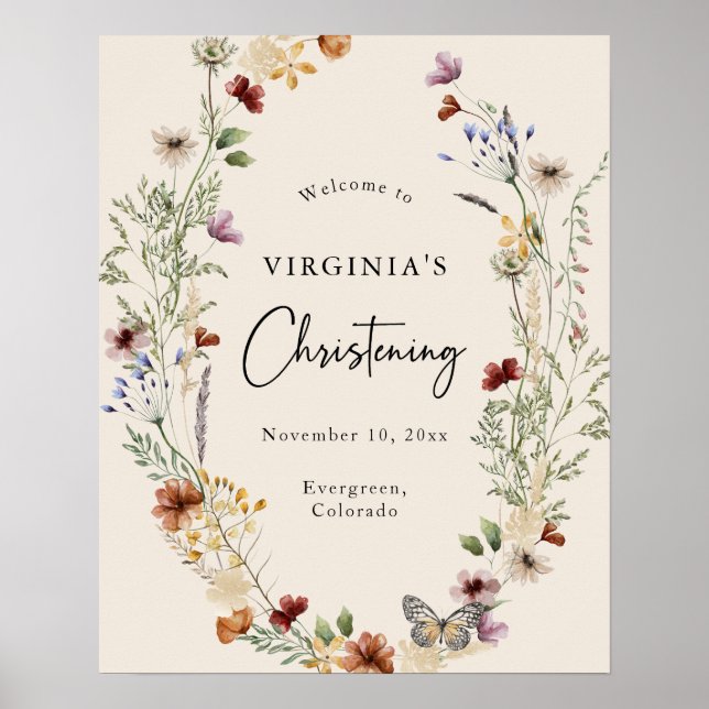 Póster Elegante Poster de Bienvenida para Bebé Christenin (Frente)