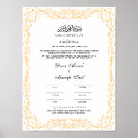 Elegante Poster de Certificación de Matrimonio Isl