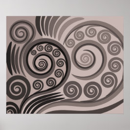 Póster Elegante Poster de Curls Fern-Frond de Gris Púrpur