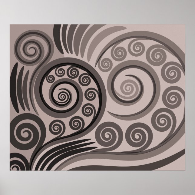 Póster Elegante Poster de Curls Fern-Frond de Gris Púrpur (Frente)