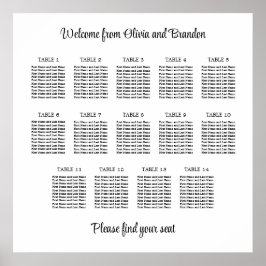 Póster Elegante Poster de gráfico de asientos de 14 Bodas