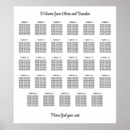 Póster Elegante Poster de gráfico de asientos de 29 Bodas