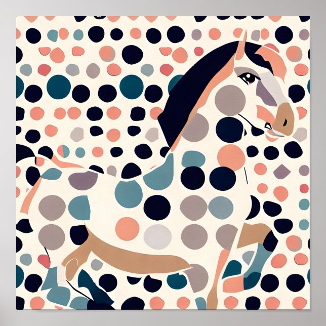 Póster Elegante Poster de guardería para niños de caballo (Frente)