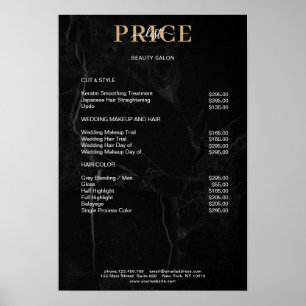 Póster Elegante Poster de la Lista de Precios de Mármol N