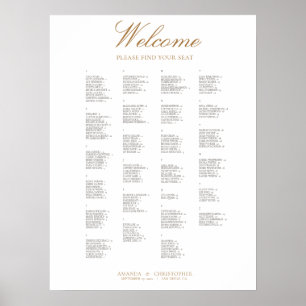 Póster Elegante Poster de la tabla de asientos alfabético