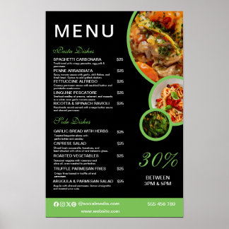 Póster Elegante Poster de menú de restaurante personaliza