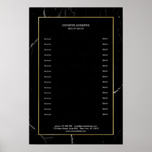 Póster Elegante Poster de oro de mármol negro