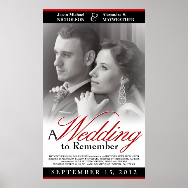 Póster Elegante Poster de películas de bodas - Tamaños de (Frente)