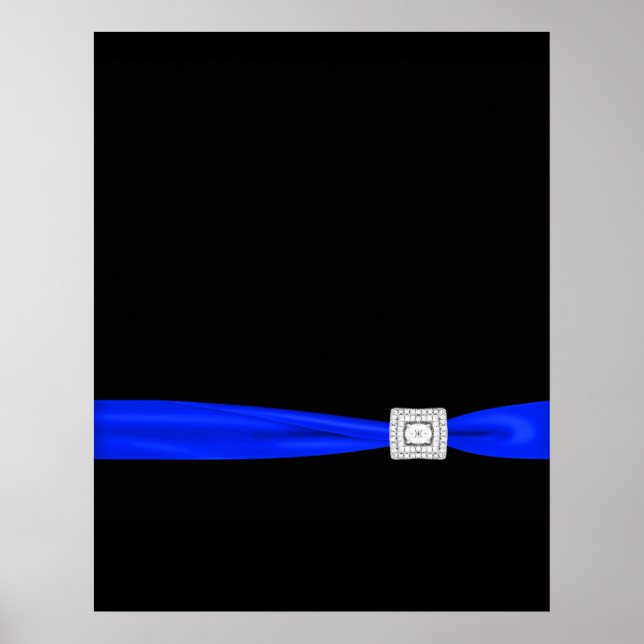 Póster Elegante Poster de Rótulo de eventos negro y azul (Frente)