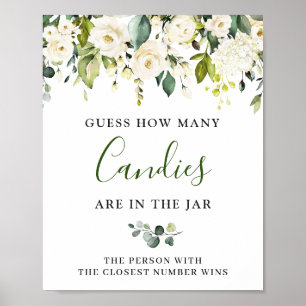 Póster Elegante Poster de Rótulo Eucalyptus White Roses G
