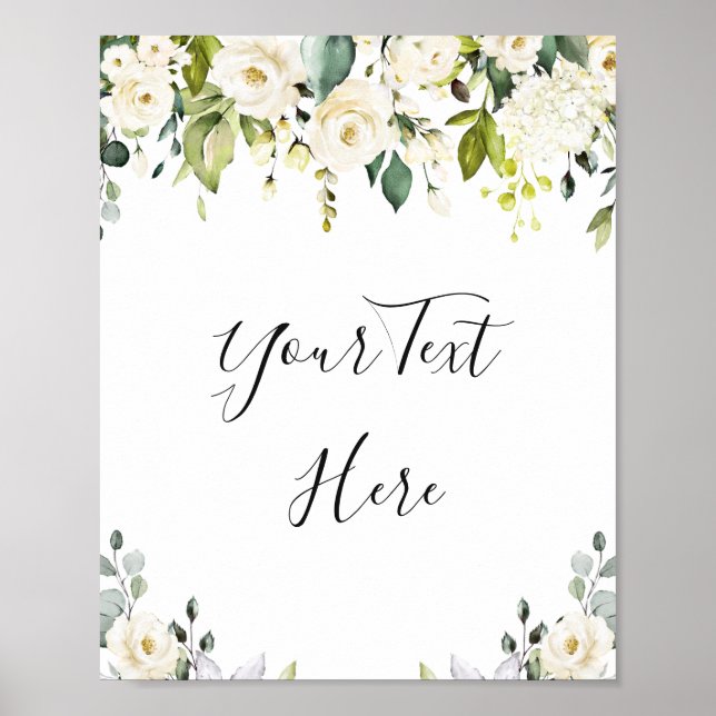 Póster Elegante Poster de Rótulo floral Eucalipto Rosas B (Frente)