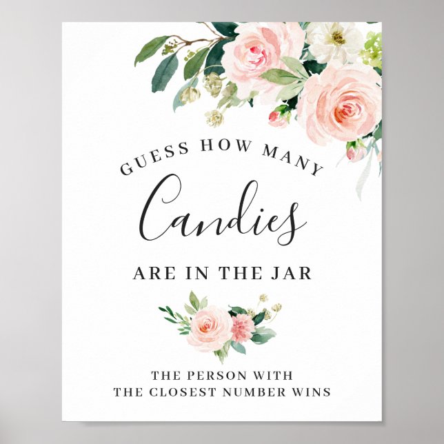 Póster Elegante Poster de Rótulo floral Rubor Pink Flower (Frente)