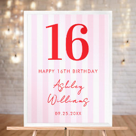 Póster Elegante Poster de Rótulo rosa Rojo Moderno 16 cum