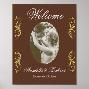 Póster Elegante Poster de signo de bienvenida de boda con