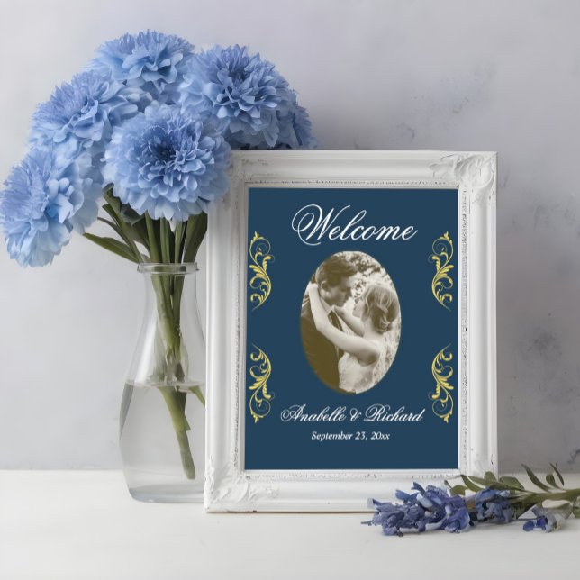 Póster Elegante Poster de signo de bienvenida de boda con (Subido por el creador)