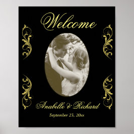 Póster Elegante Poster de signo de bienvenida de boda con