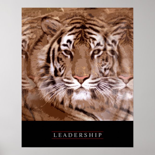 Póster Elegante Poster de tigre de liderazgo motivacional (Frente)