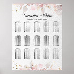 Póster Elegante Poster del marco floral rosa pastel