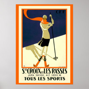 Póster Elegante Poster esquiador (Ste) Santa Cruz