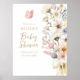 Póster Elegante Poster Floral Baby Shower