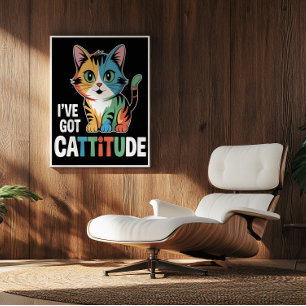 Póster Elegante postura de gato