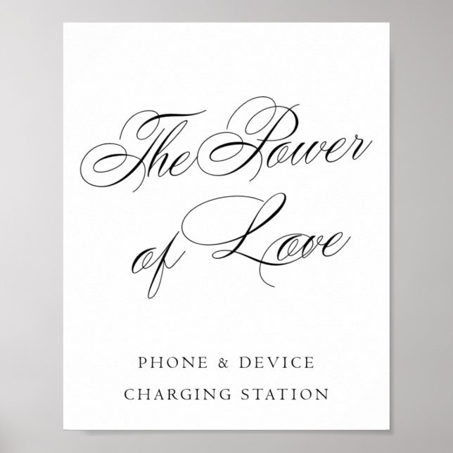 Póster Elegante Power of Love Charge Station Black Script (Frente)