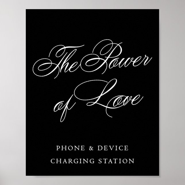Póster Elegante Power of Love Charge Station Guión blanco (Frente)
