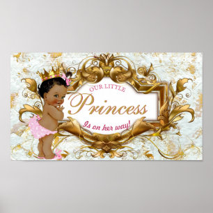 Póster Elegante princesa africana mármol blanco y dorado