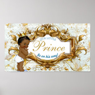 Póster Elegante príncipe africano mármol blanco y dorado