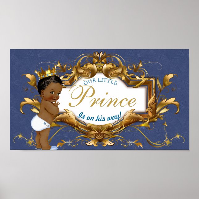 Póster Elegante Príncipe Africano Real Azul y Oro (Frente)