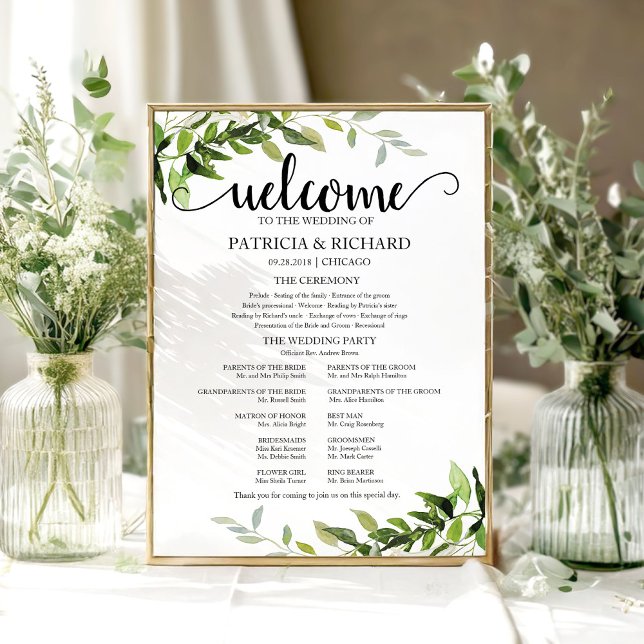 Póster Elegante programa de ceremonias de Boda de la vege (Subido por el creador)