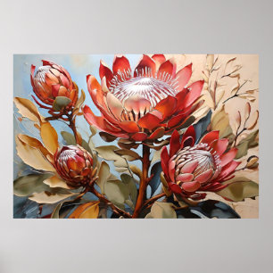 Póster Elegante Protea Art Graceful Floral Design