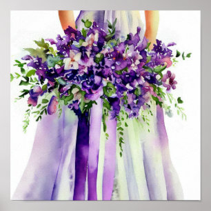 Póster Elegante púrpura, cascadas nupciales Bouquet 1,