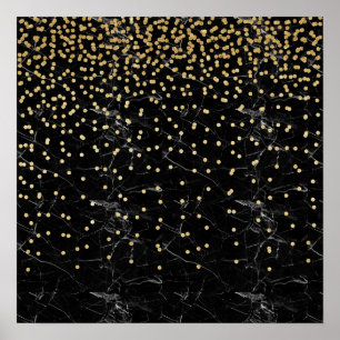 Póster elegante purpurina de imitación de oro confetti má