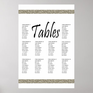 Póster Elegante Purpurina de imitación plateado 10 Tabla