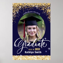 Póster Elegante Purpurina de oro Sparkling Foto de gradua