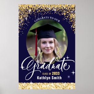 Póster Elegante Purpurina de oro Sparkling Foto de gradua
