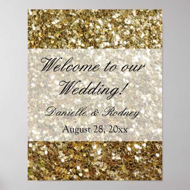Póster Elegante Purpurina dorado Boda impreso (Frente)