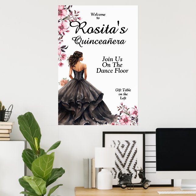 Póster Elegante Quinceanera (Oficina en casa)