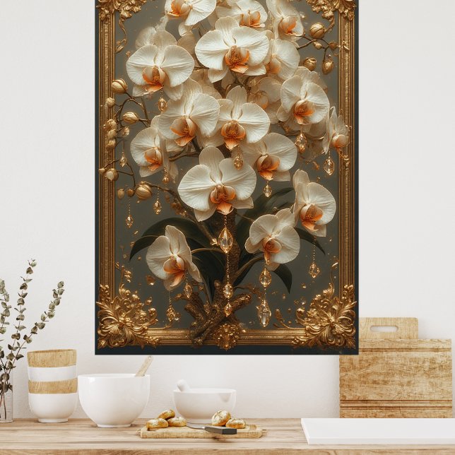 Póster Elegante ramo de orquídeas blancas (Cocina)
