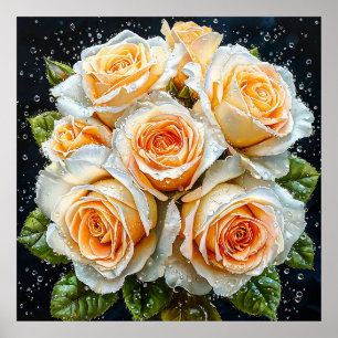 Póster 🌹 Elegante ramo de rosas blancas para un hogar tr